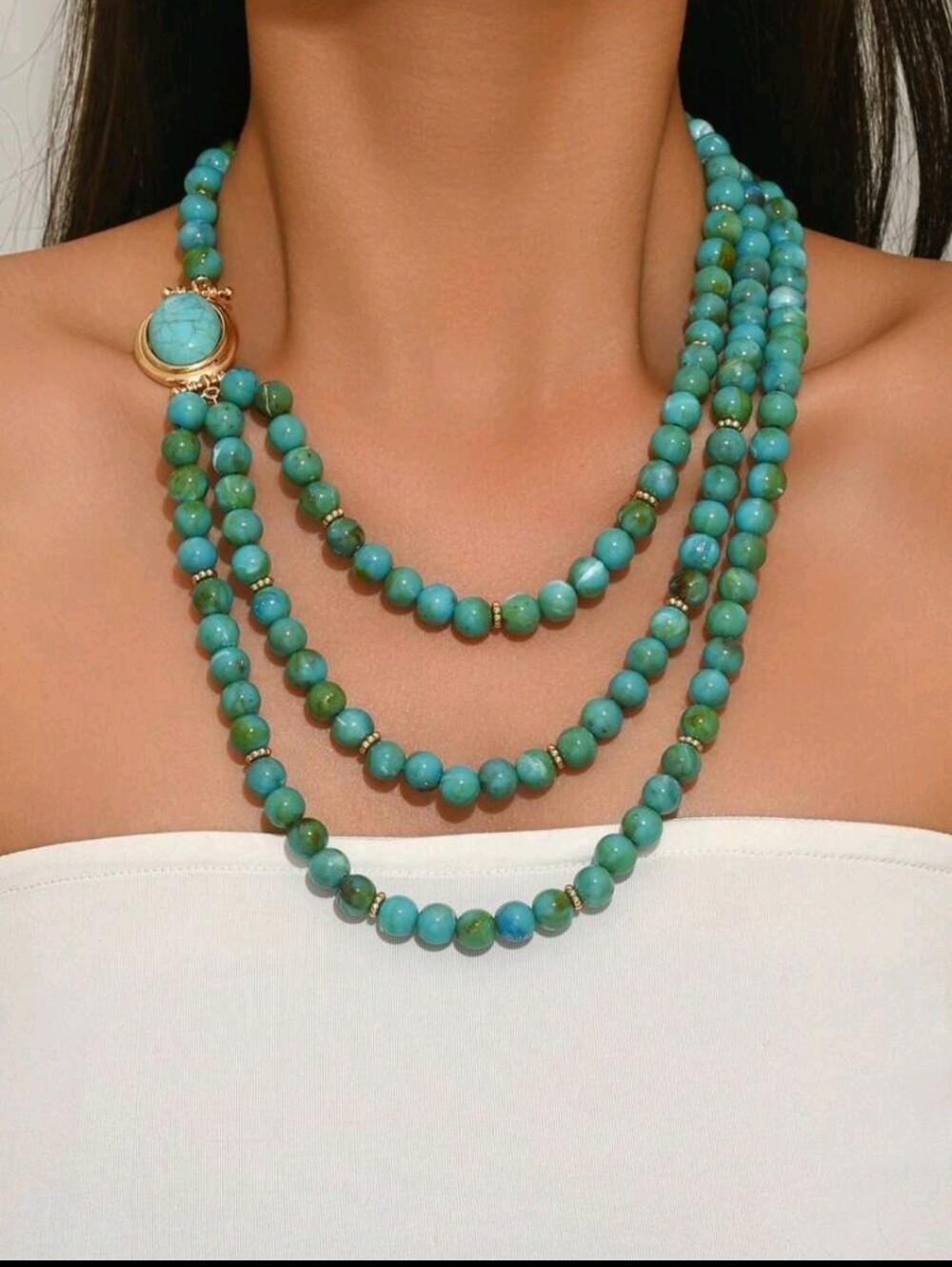 BRAND NEW ** Turquoise Beaded Triple-Strand Necklace